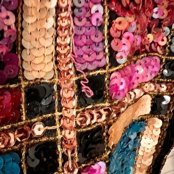 𝅺lawrence KAZAR New York silk sequin jacket. Size S - Picture 9 of 12